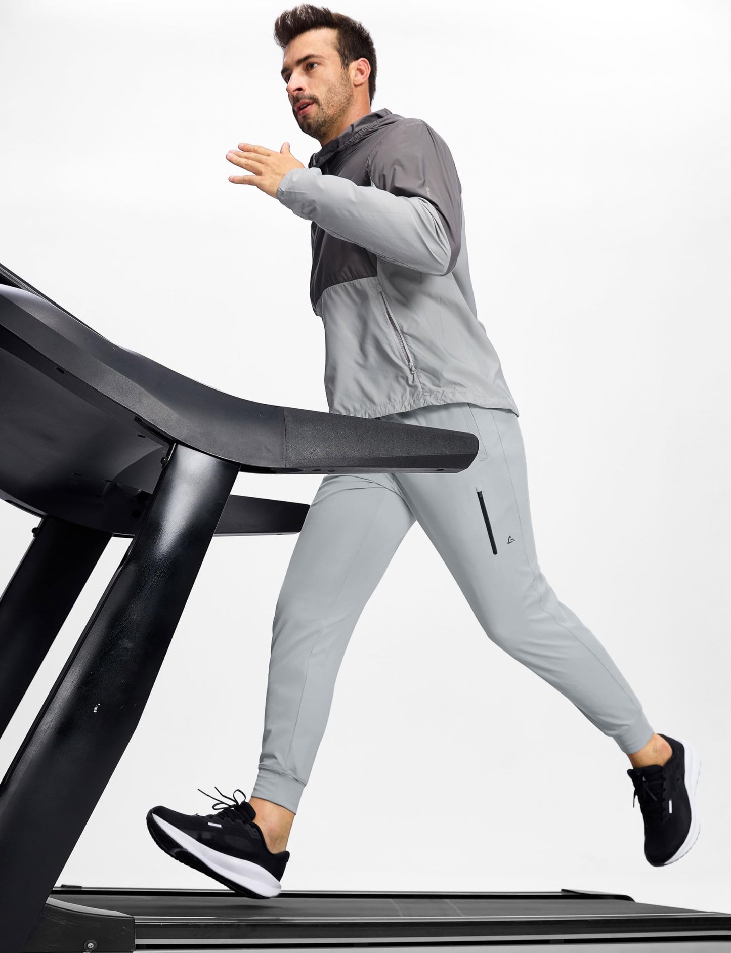 MUZEGE Men's Athletic Joggers Sweatpants Lightweight Running Light Grey Size L