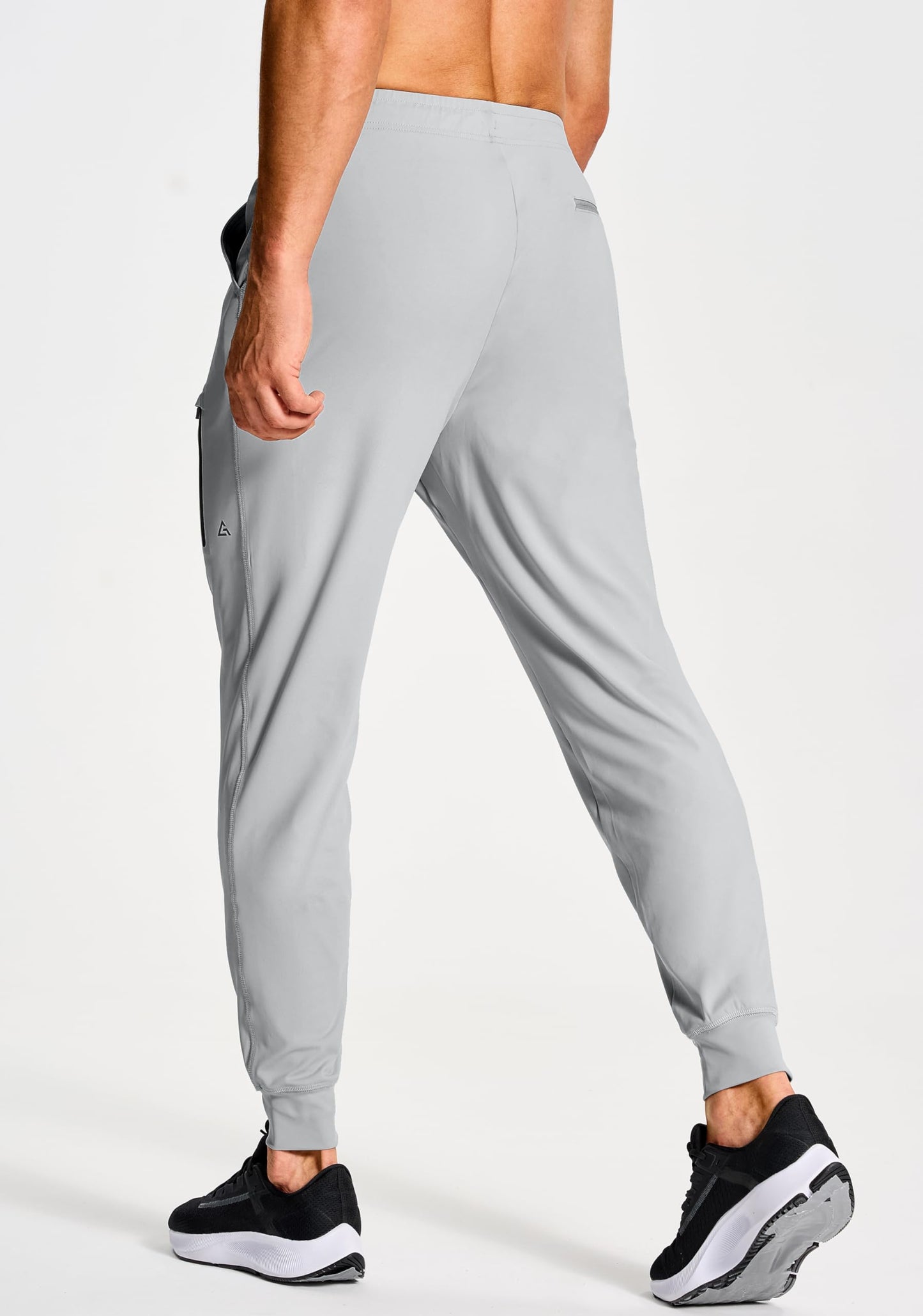 MUZEGE Men's Athletic Joggers Sweatpants Lightweight Running Light Grey Size L